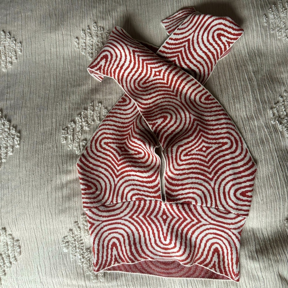 Funk knit cross tie halter top
